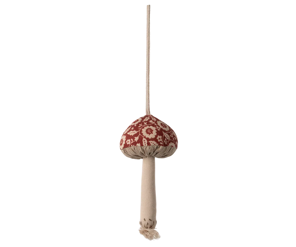 Maileg Fabric Ornament, Mushroom - Winter Flower - Red