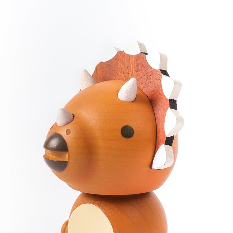 Wooden Triceratops Bobblehead
