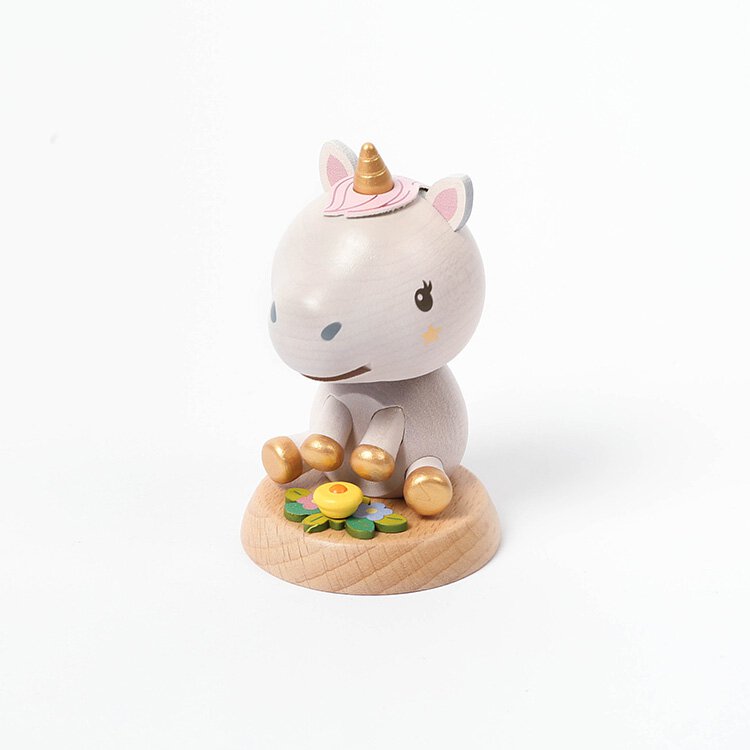 Wooden Unicorn Bobblehead