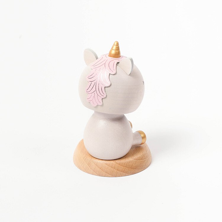 Wooden Unicorn Bobblehead