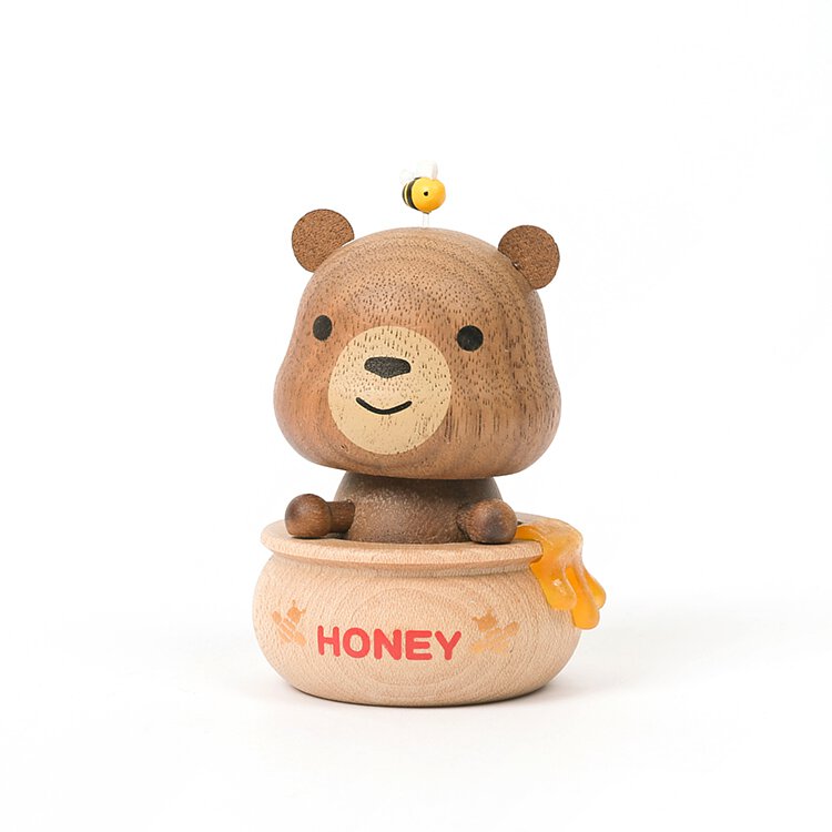 Wooden Honey Bear Bobblehead