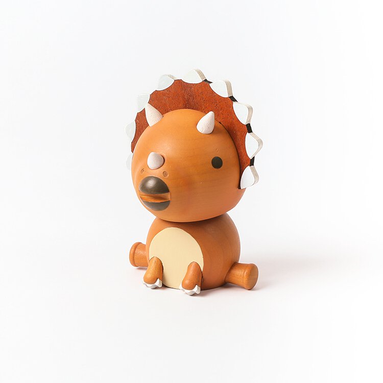 Wooden Triceratops Bobblehead