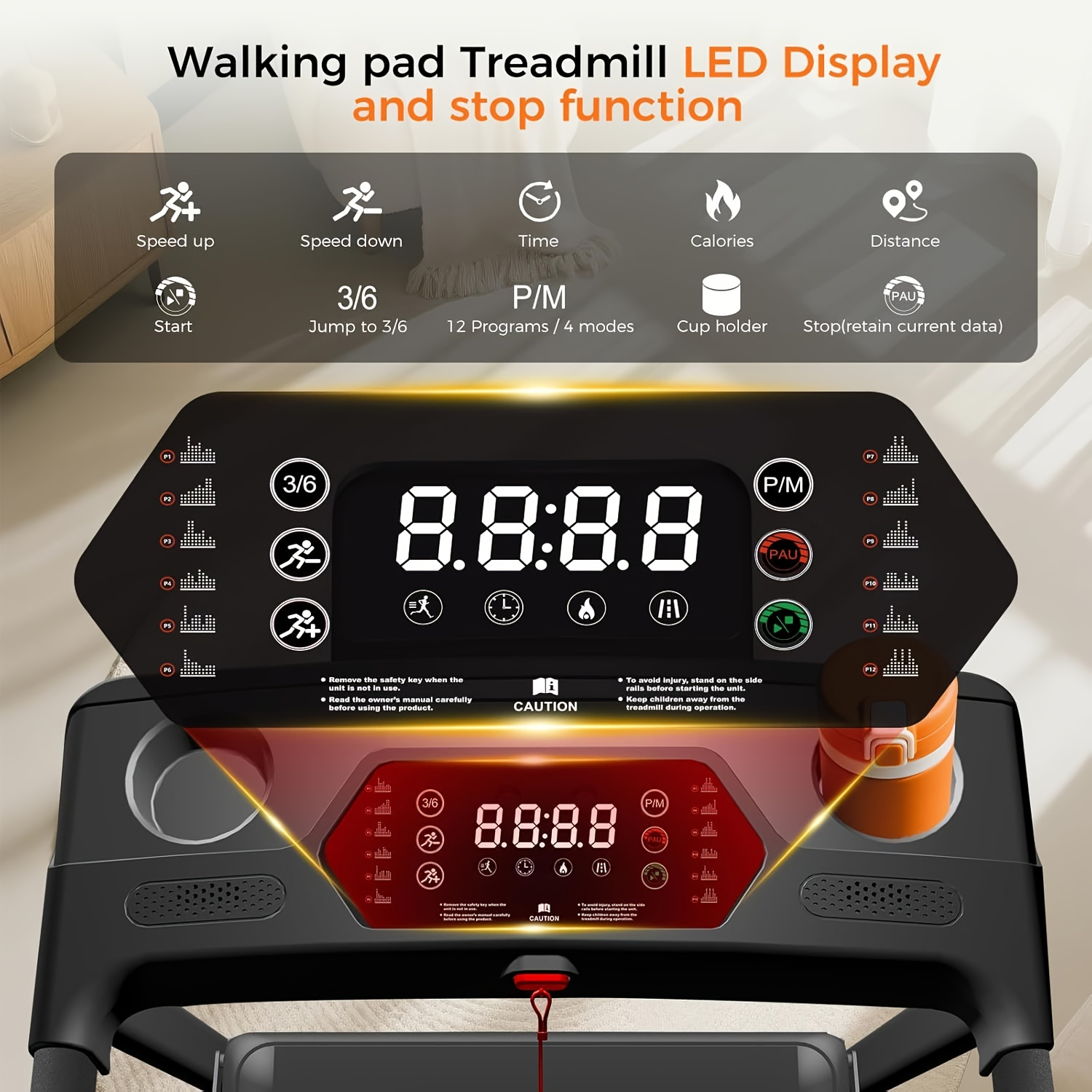 Folding Treadmill 3-in-1 with 14% Auto Incline & Handle – 3.0HP Quiet Walking Pad for Home, 300LBS Capacity, Portable Under Desk Treadmill for Walking, Jogging & Running