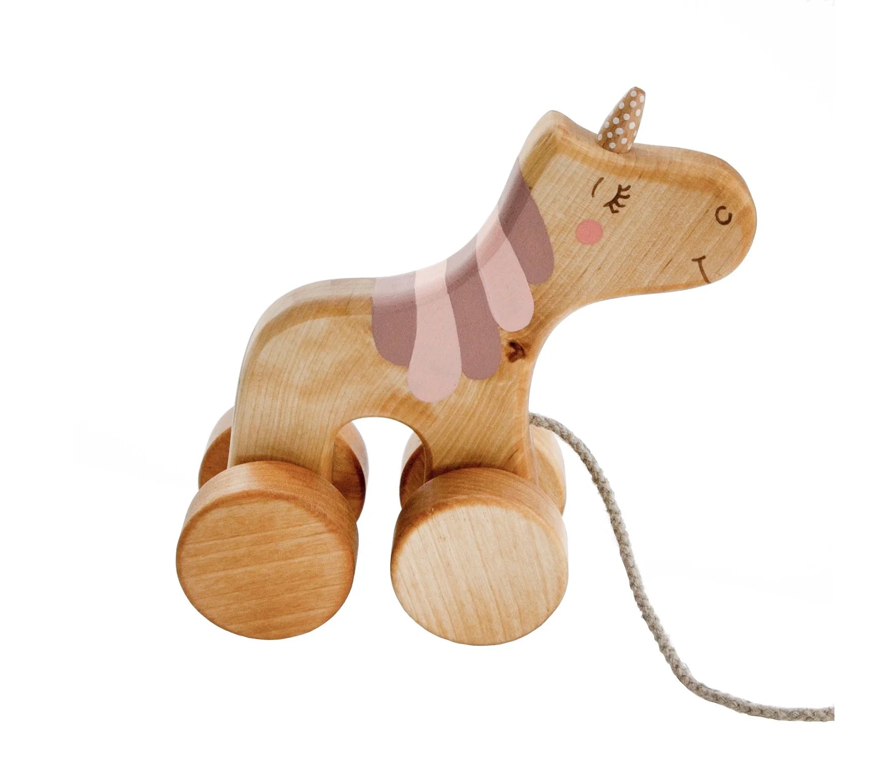 Handmade Wooden Unicorn Pull Toy