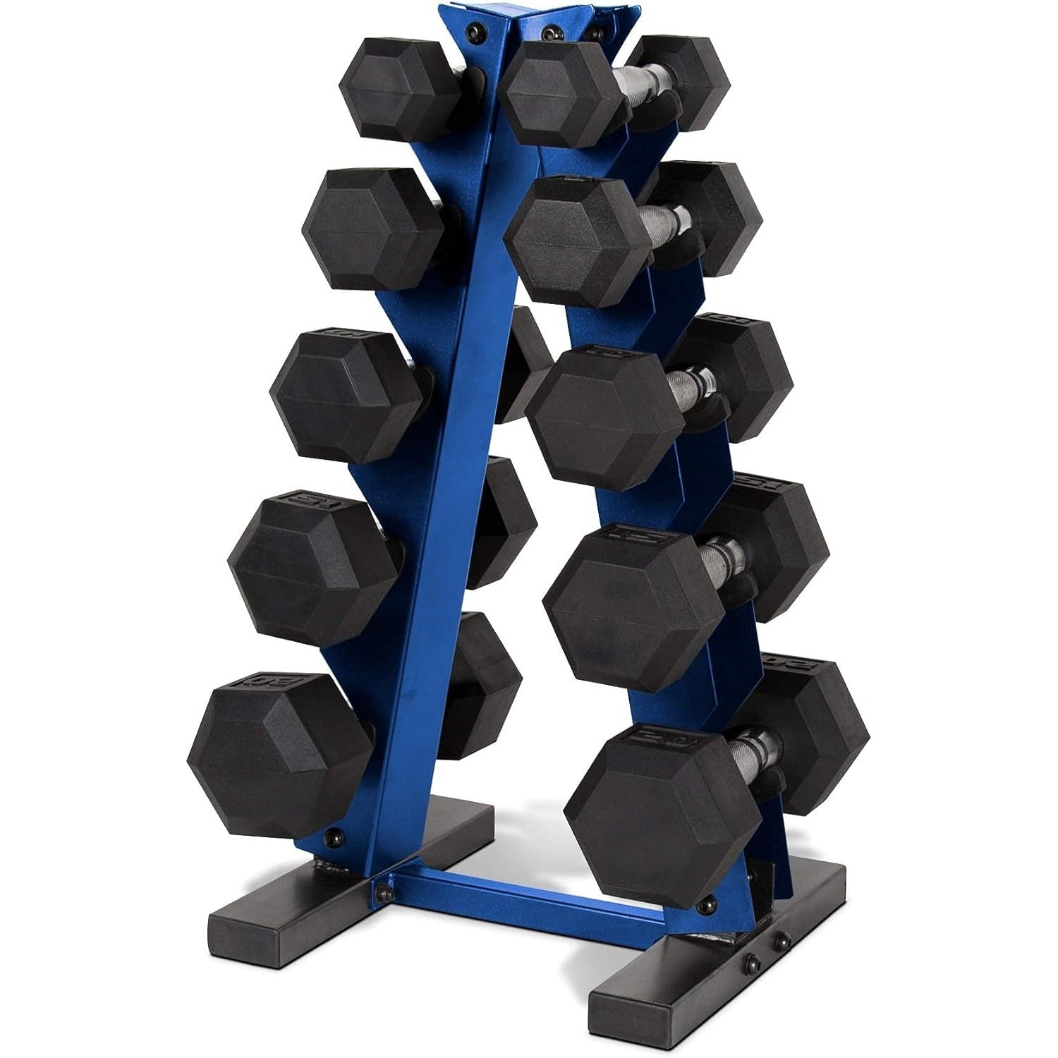 Dumbbell Rack A-Frame 5-Tier Heavy Duty Weight Storage Stand – Space-Saving Vertical Dumbbell Holder for Home Gym, Holds 5-25LB Hex & Rubber Dumbbells