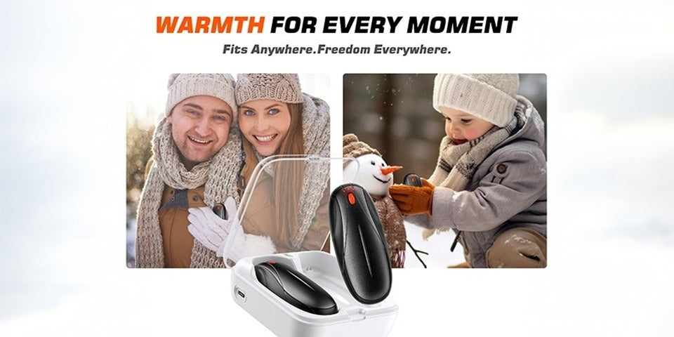 Rechargeable Hand Warmers 2 Pack with Charging Case - Electric Portable Pocket Heater, Quick Charge, Reusable Heat Packs for Winter Outdoor Camping Hunting, Christmas Gift for Men & Women, Black Orange Pink