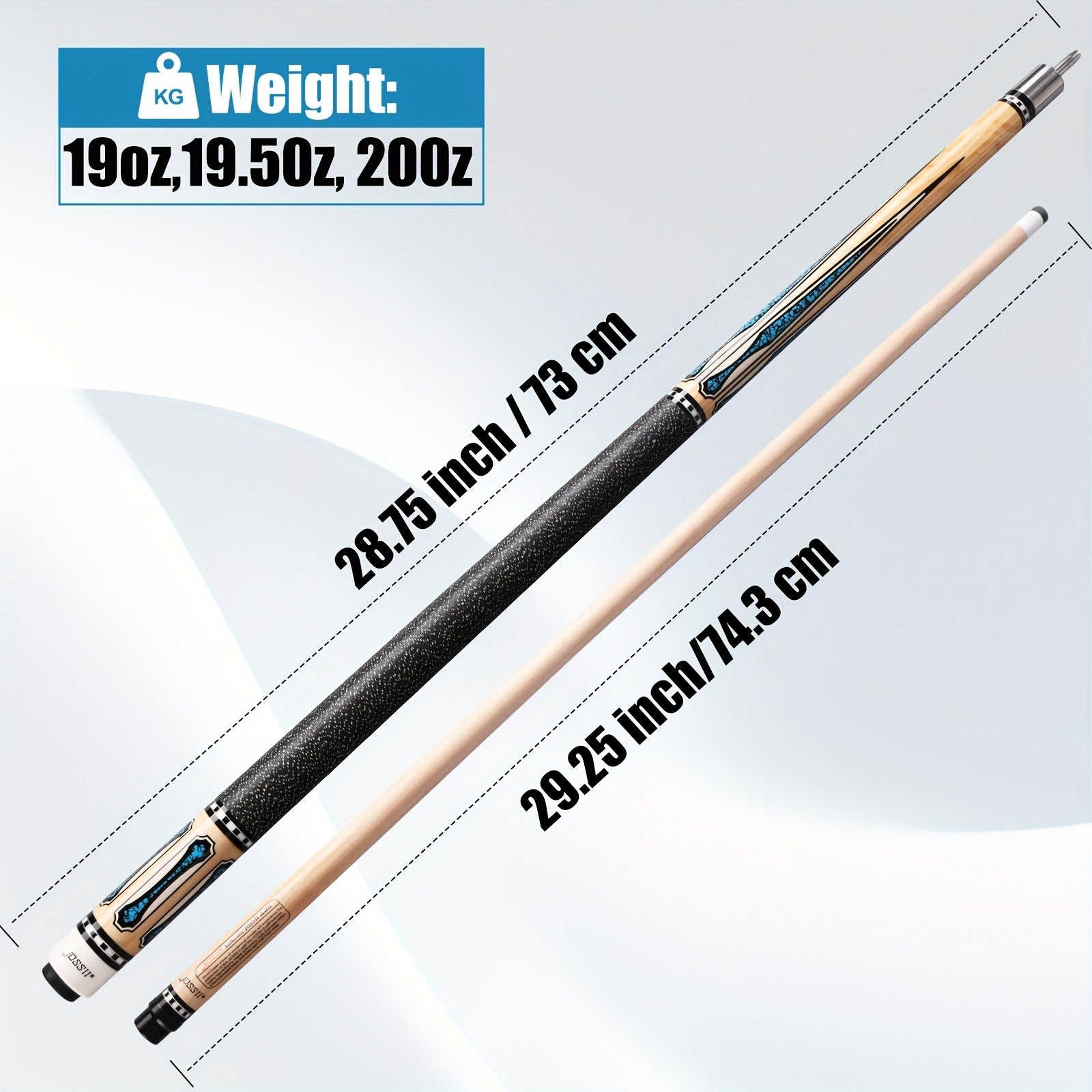 Professional Billiard Cue Stick 58 Inch Canadian Maple Wood – 12.5mm Tip, 19oz / 19.5oz / 20oz, Irish Linen Grip, 5 Color Options – Pool Cue for House, Bar & Club