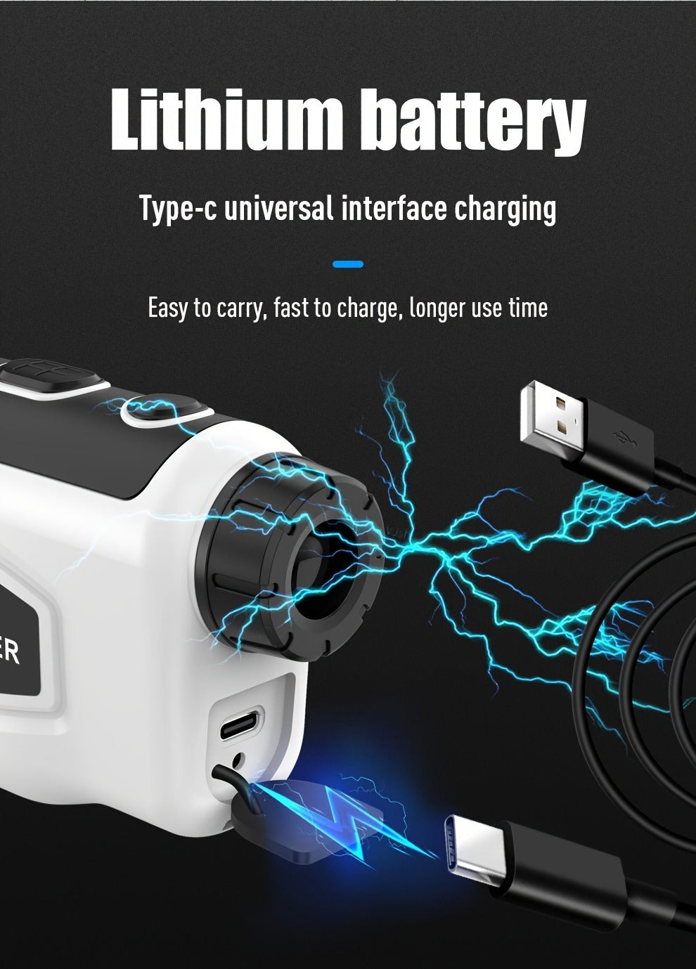 Golf Laser Rangefinder 1200 Yards Slope Compensation 6X Magnification Flag Lock HD Rechargeable USB Charging Anti-Vibration High Precision Quick Positioning White Stylish Design