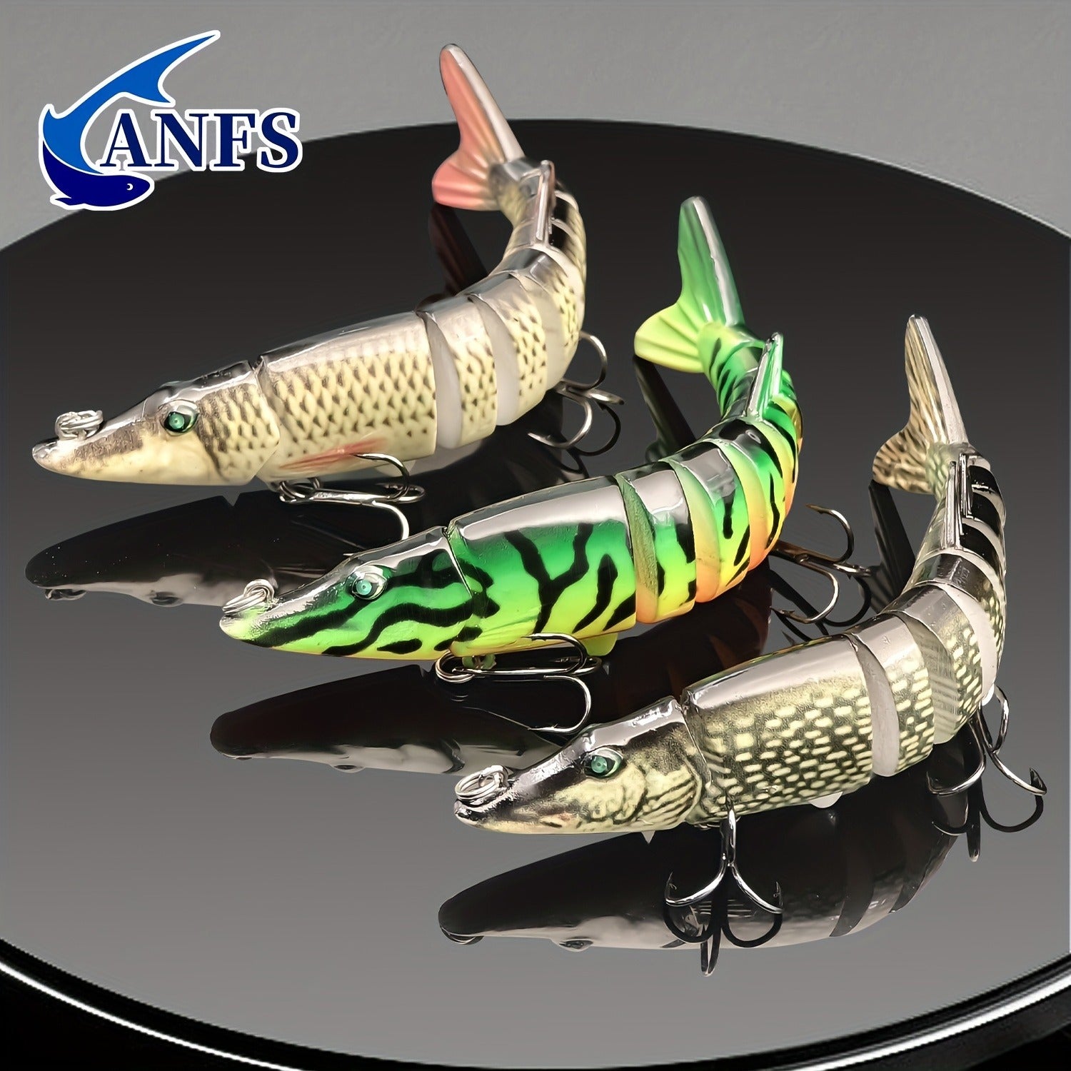 Multi-Jointed Swimbait Fishing Lures for Bass Trout Perch – Slow Sinking Lifelike 3D Eyes ABS Body, Pearl Powder Coating, 8-Section Woven Fabric Jointed Lure Kit for Freshwater & Saltwater, 2 Models (FCP2P-392 / FCP2P-556)