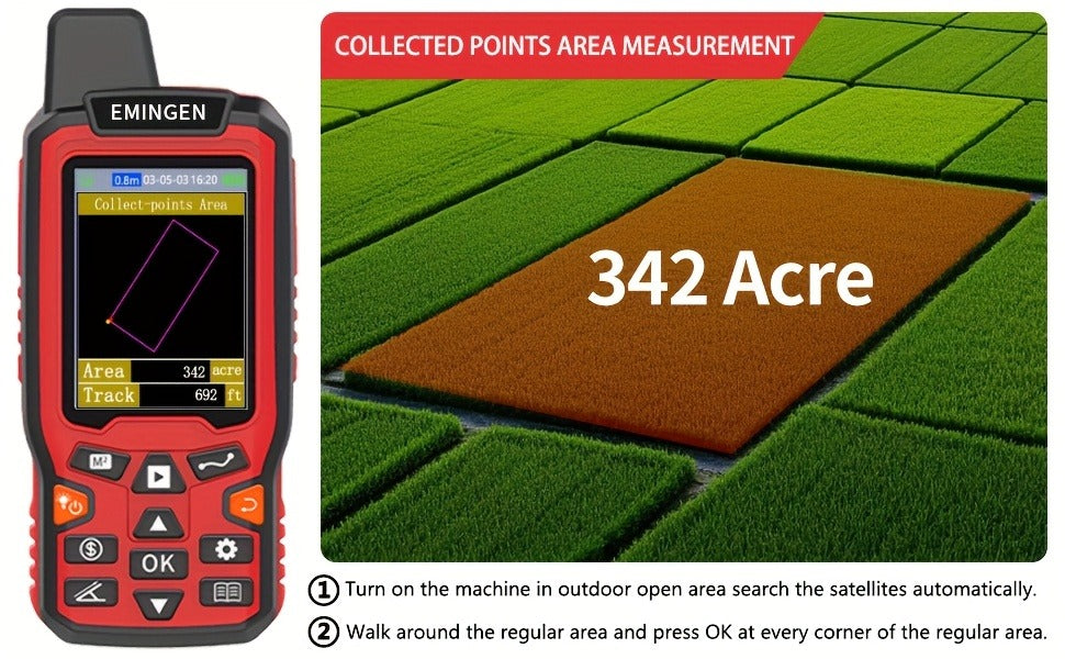 Handheld GPS Land Surveying Equipment – High-Precision 2.4" LCD Area Measuring Tool for Farmland, Forest, Ranch & Mining | ZL180