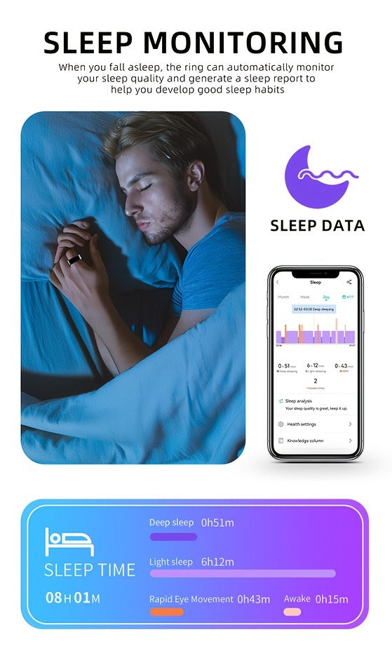 Smart Ring Fitness Tracker – IP68 Waterproof Health Monitor
