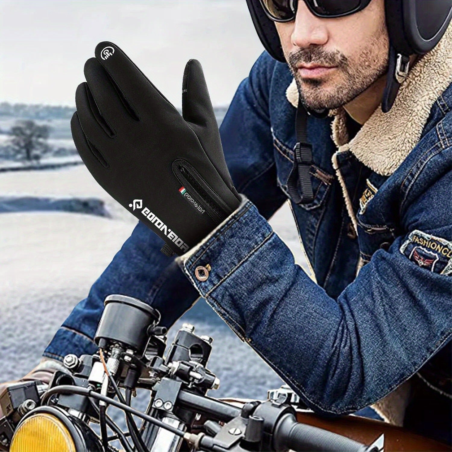 Windproof Knit Gloves for Outdoor Riding & Skiing – 2 Pairs Full-Finger Slip-Resistant Winter Gloves | 100% Polyamide Warm Gloves for Men & Women | S M L XL XXL | Black Gray