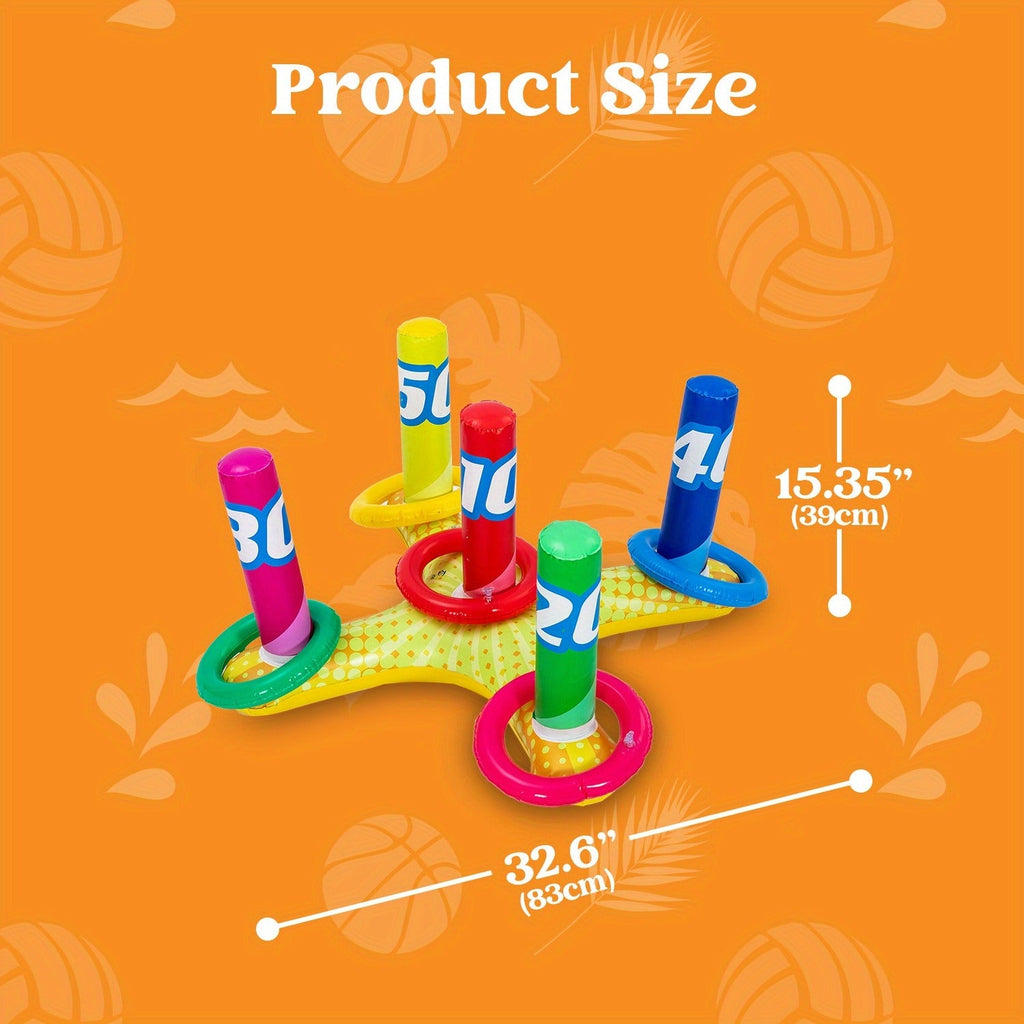 Inflatable Pool Toss Game Set – 2-in-1 Ring Toss & Cornhole Floating Swimming Pool Party Games for Kids & Adults