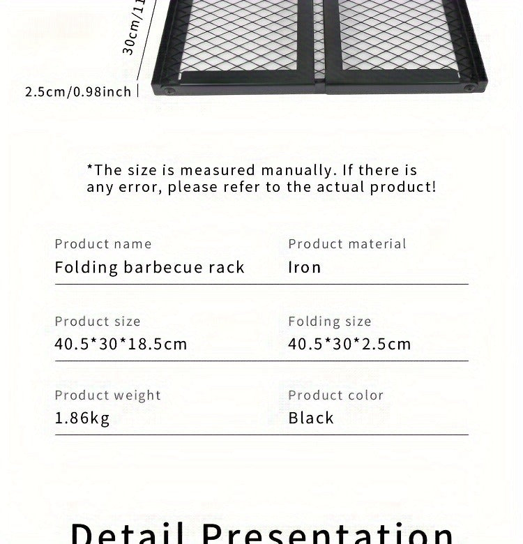 Portable Camping Bonfire Grill with Storage Bag – Heavy Duty Iron Barbecue Rack for Outdoor Picnic, RV Party & Firewood Heating, Includes Food Clips and Cleaning Cloths, Great Men's Gift