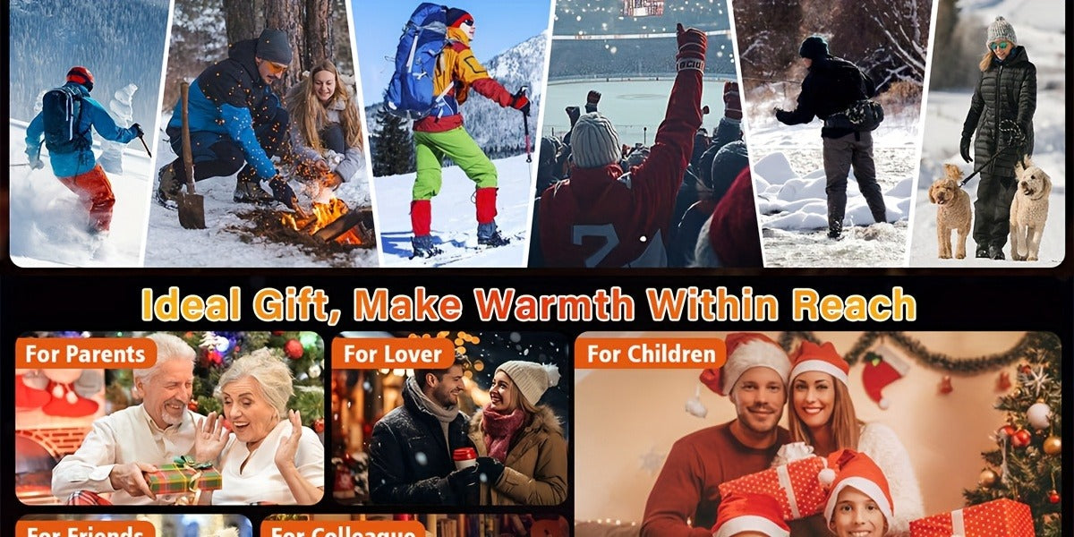 Rechargeable Hand Warmers 2 Pack – Dual-Sided Electric Pocket Heater with Power Bank & LED Light, 36Hrs Warmth, 4 Heat Levels, Portable Reusable Handwarmer Gift for Men & Women, Deep Black / Orange