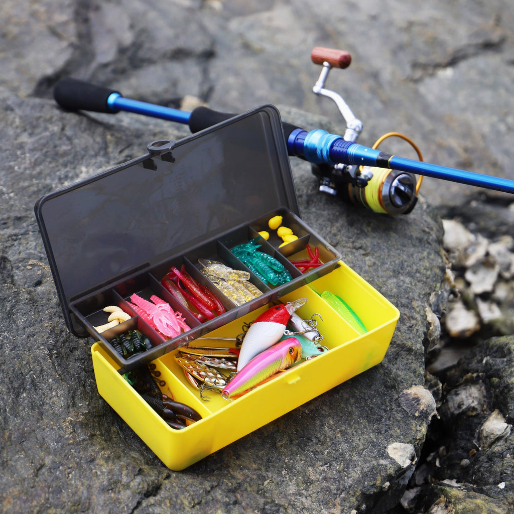 Fishing Lures Kit with Tackle Box – Mixed Plastic & Metal Baits, Hooks, Swivels & Jig Hooks (110/252/361pcs)