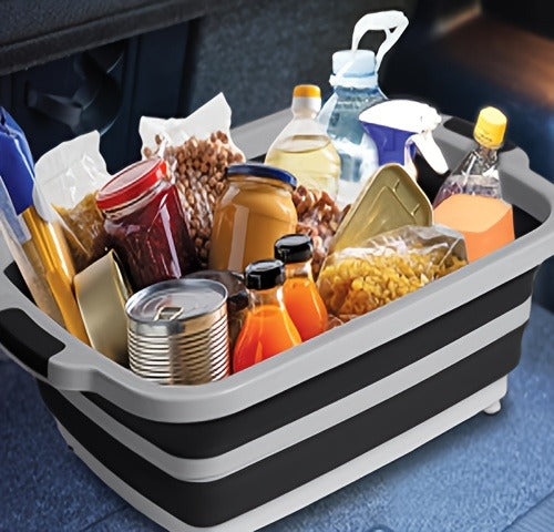 Collapsible BBQ Prep Tub 3-in-1 Grill Caddy – Cutting Board, Washing Basket & Prep Station | Food-Grade Plastic, Drainage Hole, Foldable for Camping & Outdoor Grilling