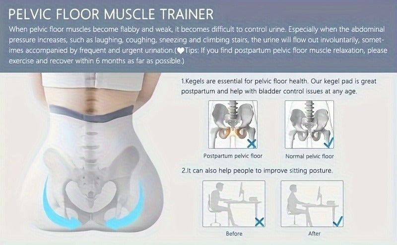 Pelvic Floor Trainer Electric Massage Cushion – 6 Vibration Modes, Wireless Rechargeable, Hip & Leg Muscle Training for Men Women, Home Gym Office Use