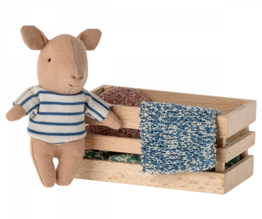 Maileg Pig In Box, Baby Boy - Blue