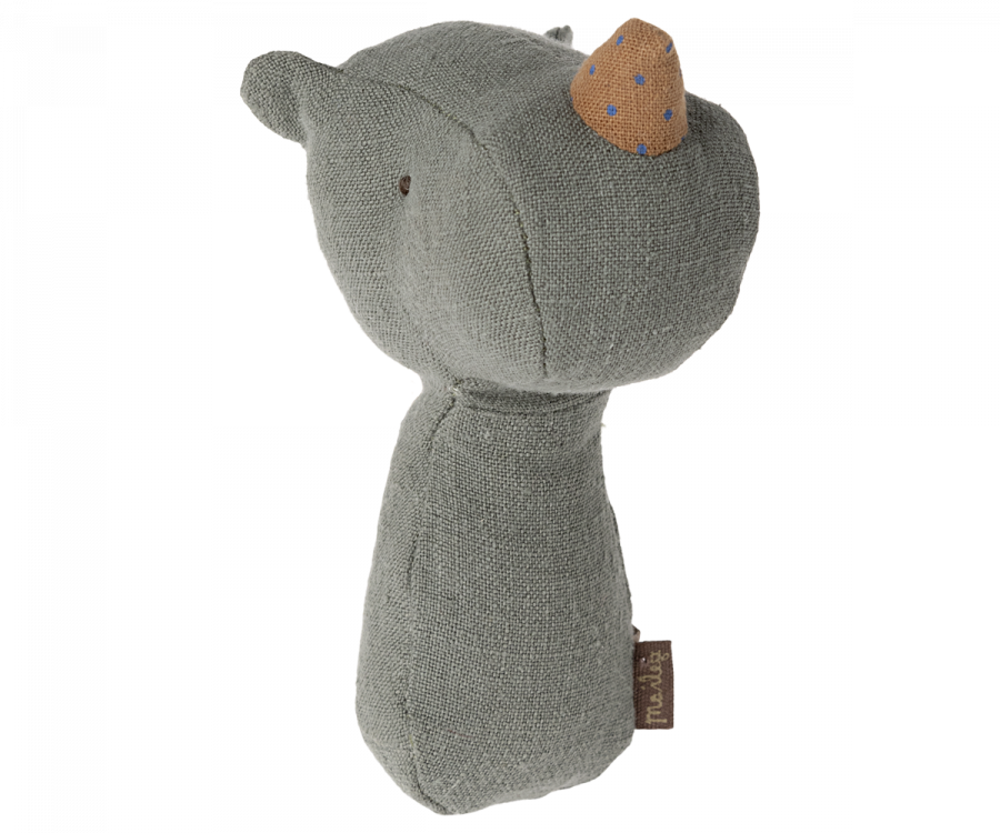 Maileg Lullaby Friend Rattles, Rhino - Pine