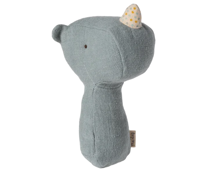 Maileg Lullaby Friend Rattles, Rhino - Dusty Blue