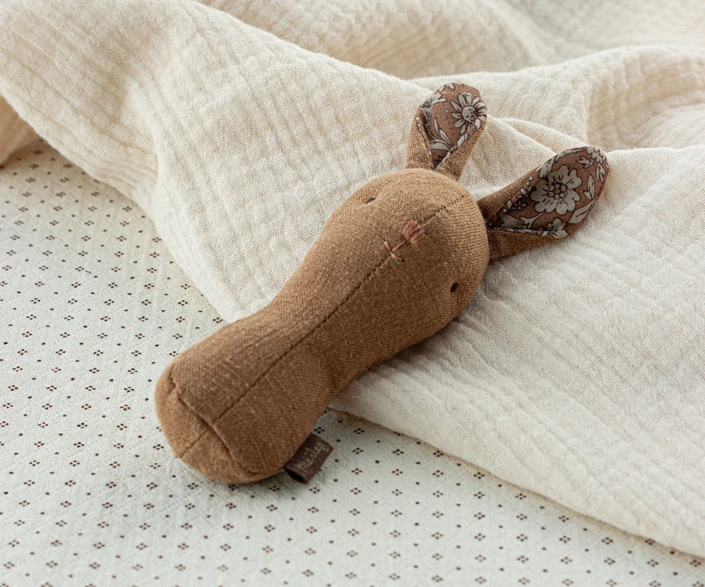 Maileg Lullaby Friend Rattles, Bunny Rattle - Chocolate