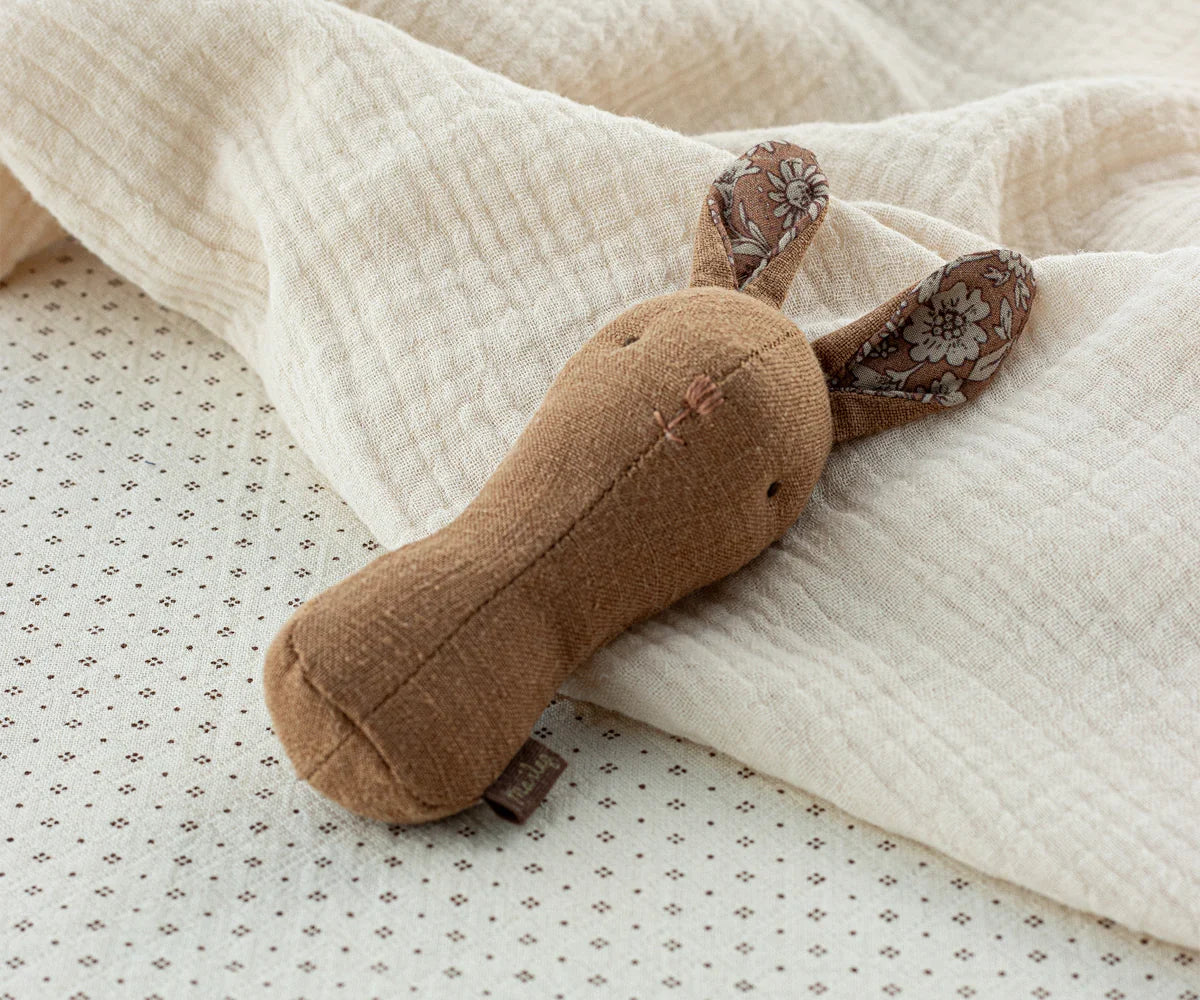 Maileg Lullaby Friend Rattles, Bunny Rattle - Chocolate