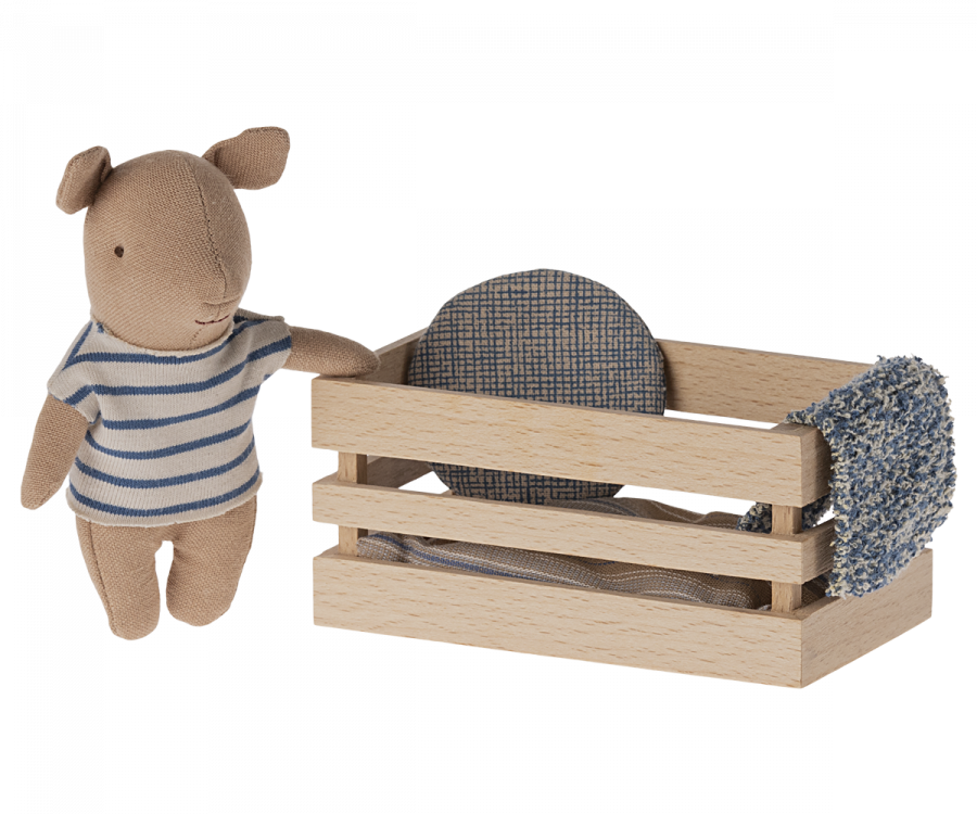 Maileg Pig In Box, Baby Boy - Blue