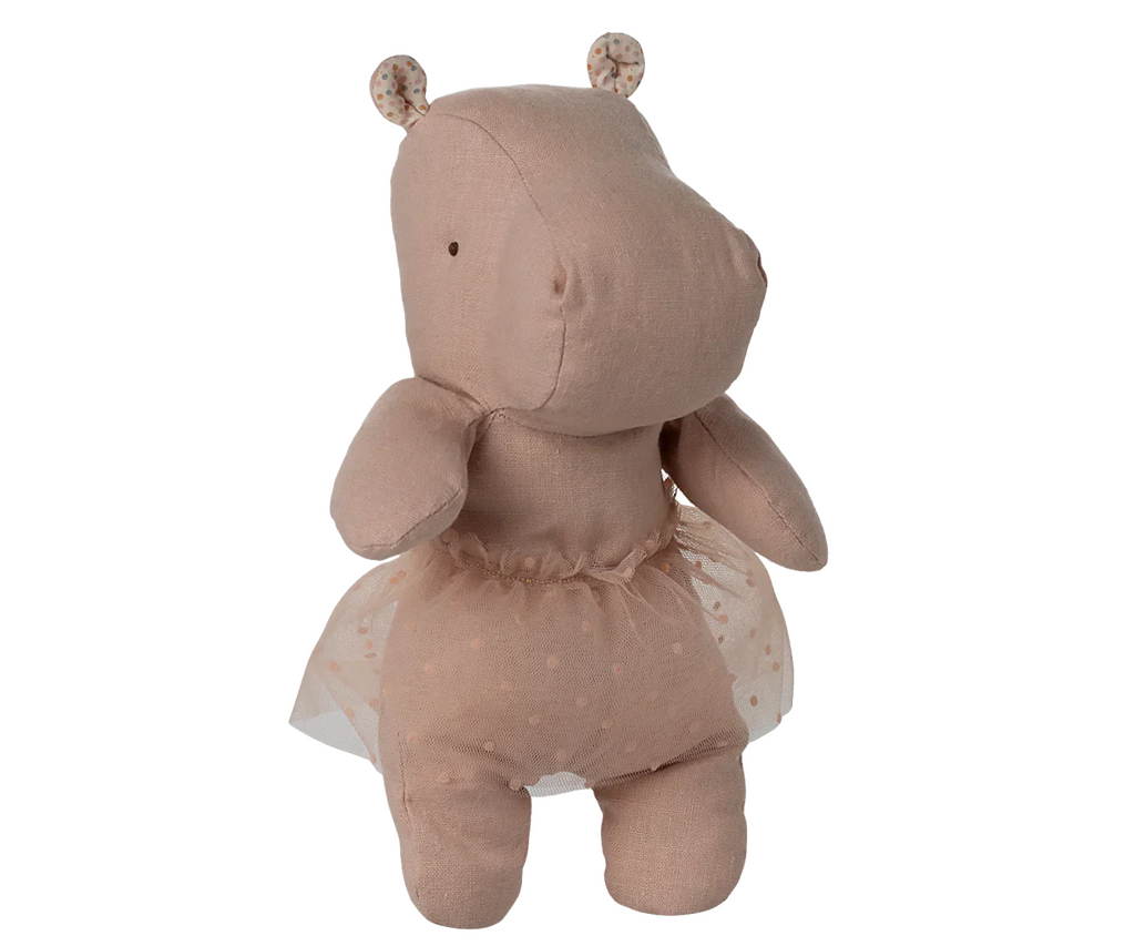 Maileg Hippo With Skirt, Small - Soft Rose