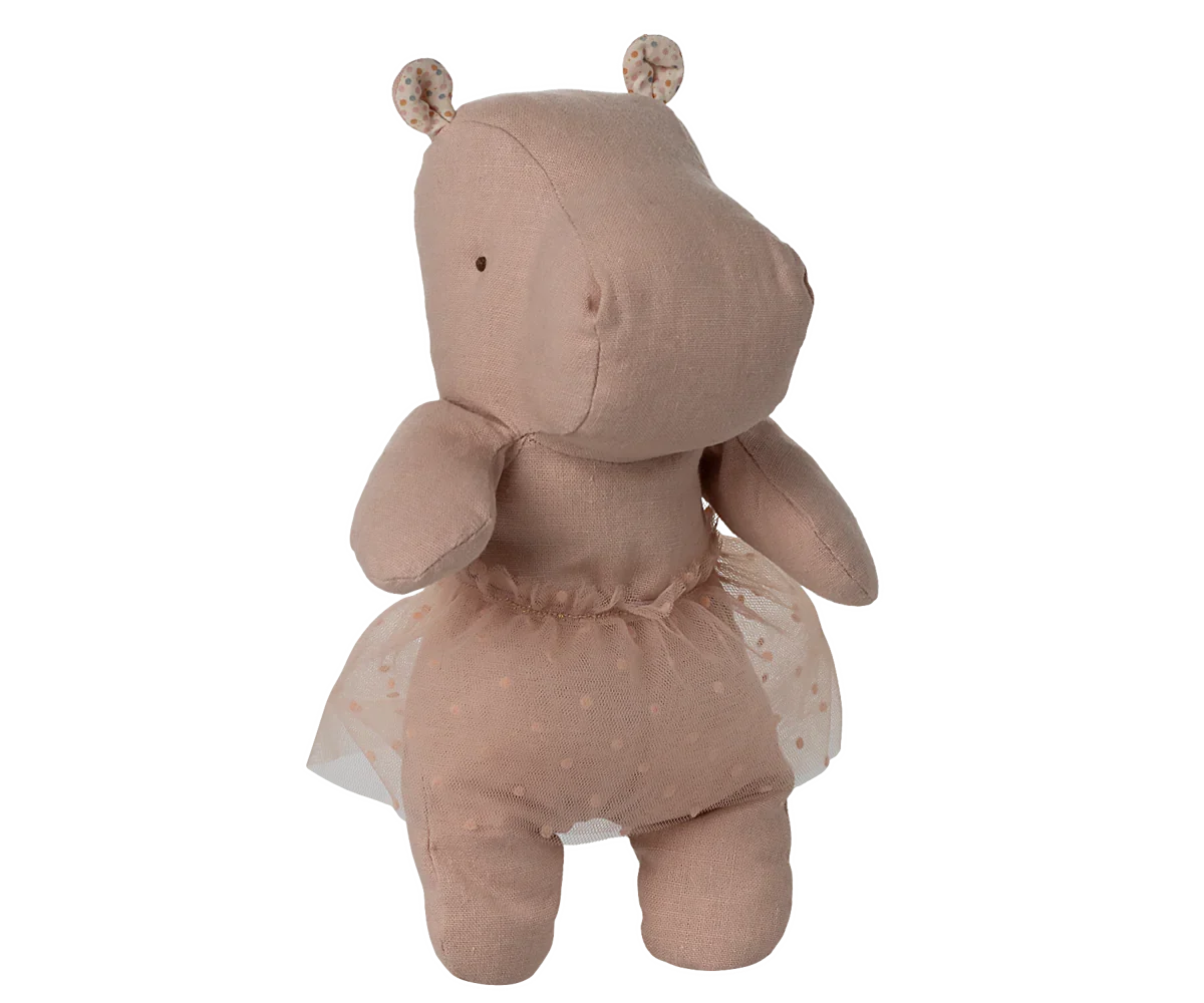 Maileg Hippo With Skirt, Small - Soft Rose