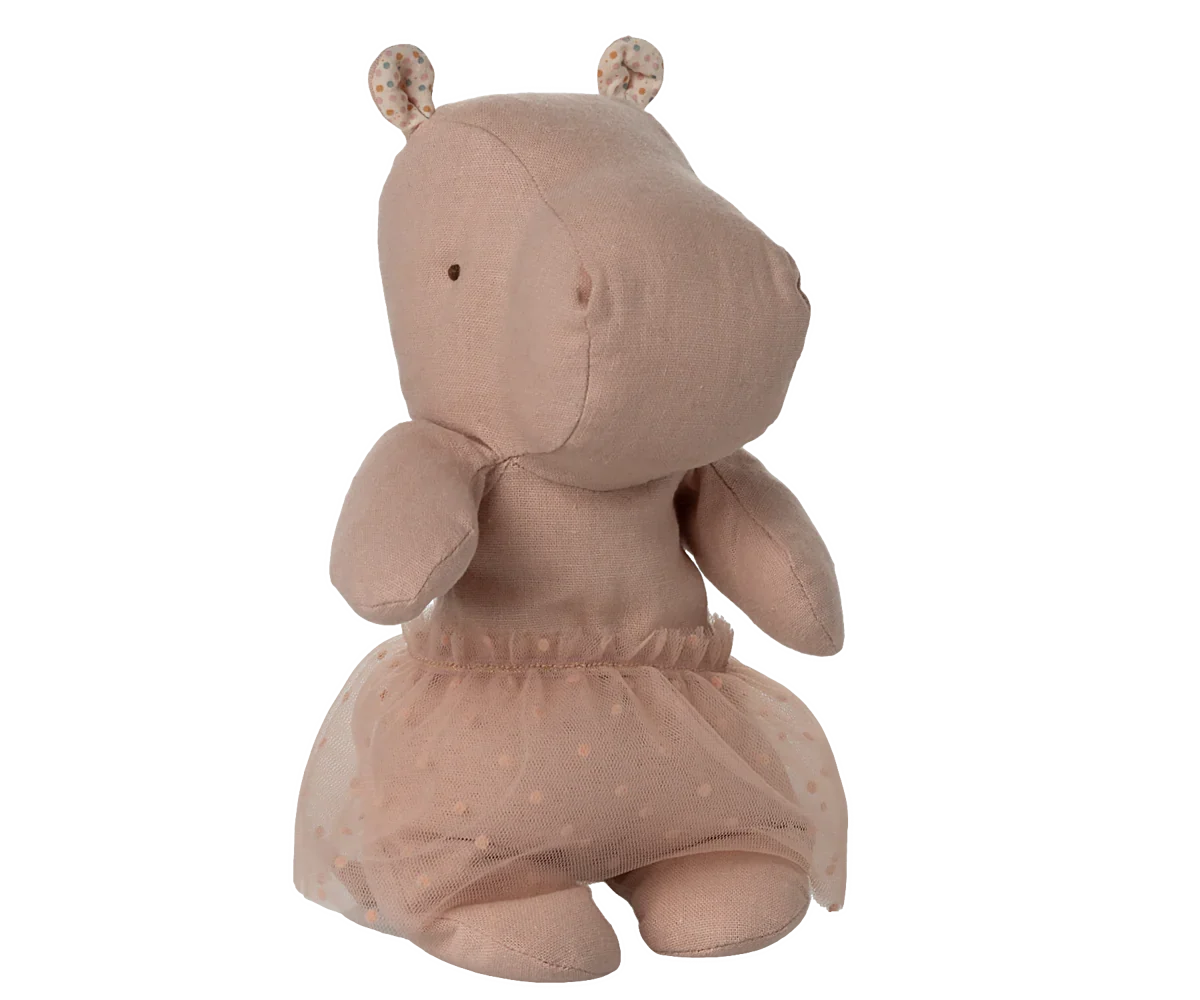 Maileg Hippo With Skirt, Small - Soft Rose