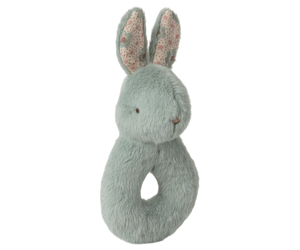 Maileg Bunny Rattle & Burp Cloth Set - Mint