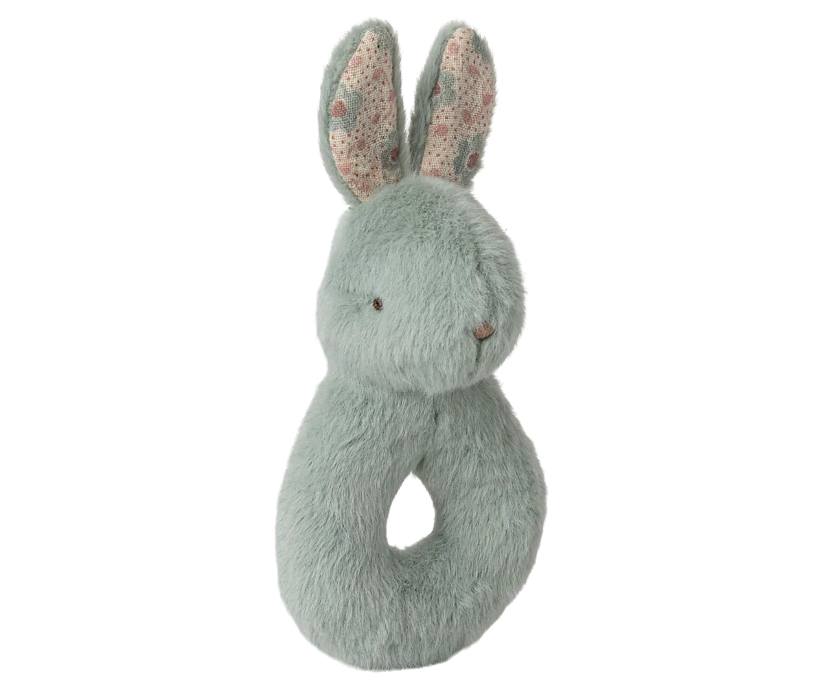 Maileg Bunny Rattle & Burp Cloth Set - Mint