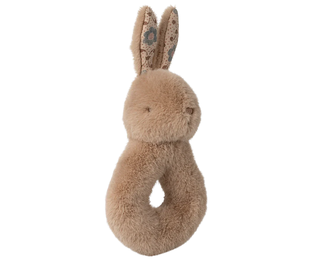 Maileg Bunny Rattle & Burp Cloth Set - Cream Peach