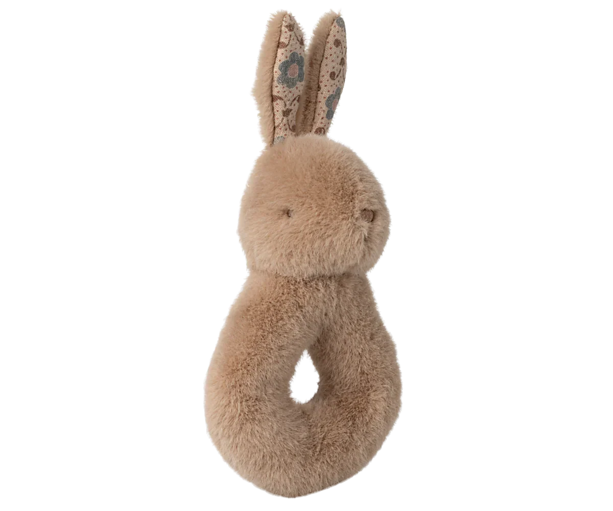 Maileg Bunny Rattle & Burp Cloth Set - Cream Peach