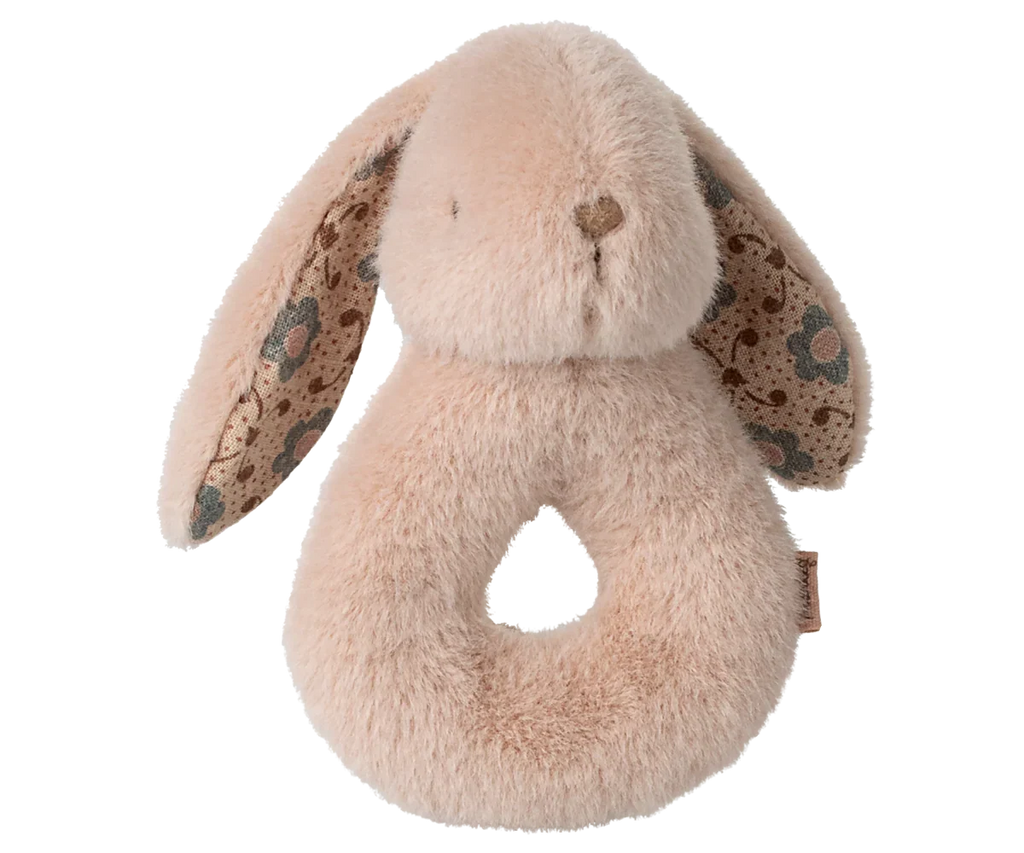 Maileg Bunny Rattle & Burp Cloth Set - Powder