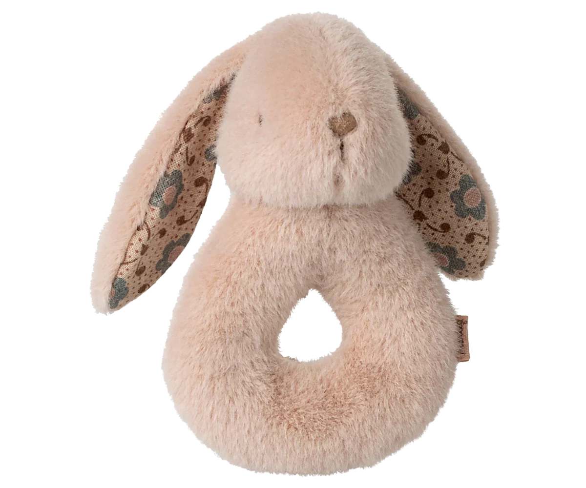 Maileg Bunny Rattle & Burp Cloth Set - Powder