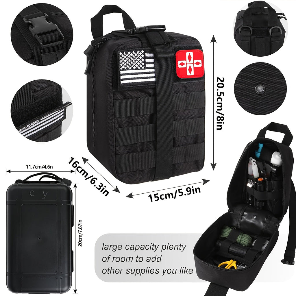Survival Kit with Fire Starter & Compass – 14/152/258 Piece Outdoor Survival Gear Set for Camping, Hiking & Emergency | Perfect Gift for Men