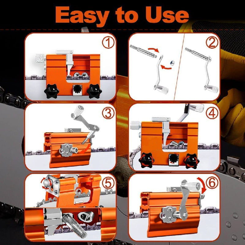 Chainsaw Sharpener Jig Kit – Portable Hand-Cranked Chain Saw Sharpening Tool with Aluminum Alloy Burrs | 1/3/5/10-Piece Sets for All Chain Saws