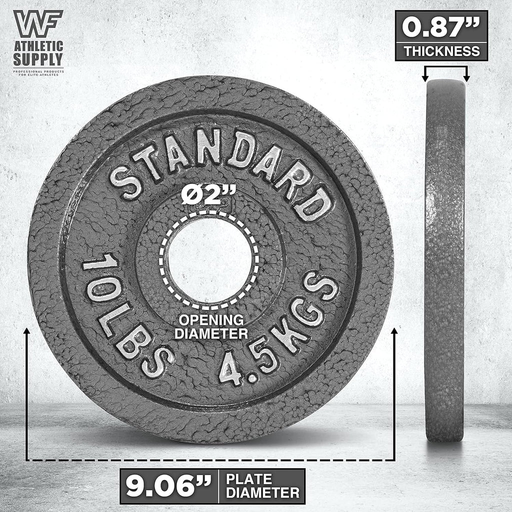 Cast Iron Weight Plates 2-Inch Standard Barbell Plates Solid Iron Gym Weights for Strength Training Weightlifting Bodybuilding Powerlifting Home Gym Multiple Sizes 2.5LB to 100LB