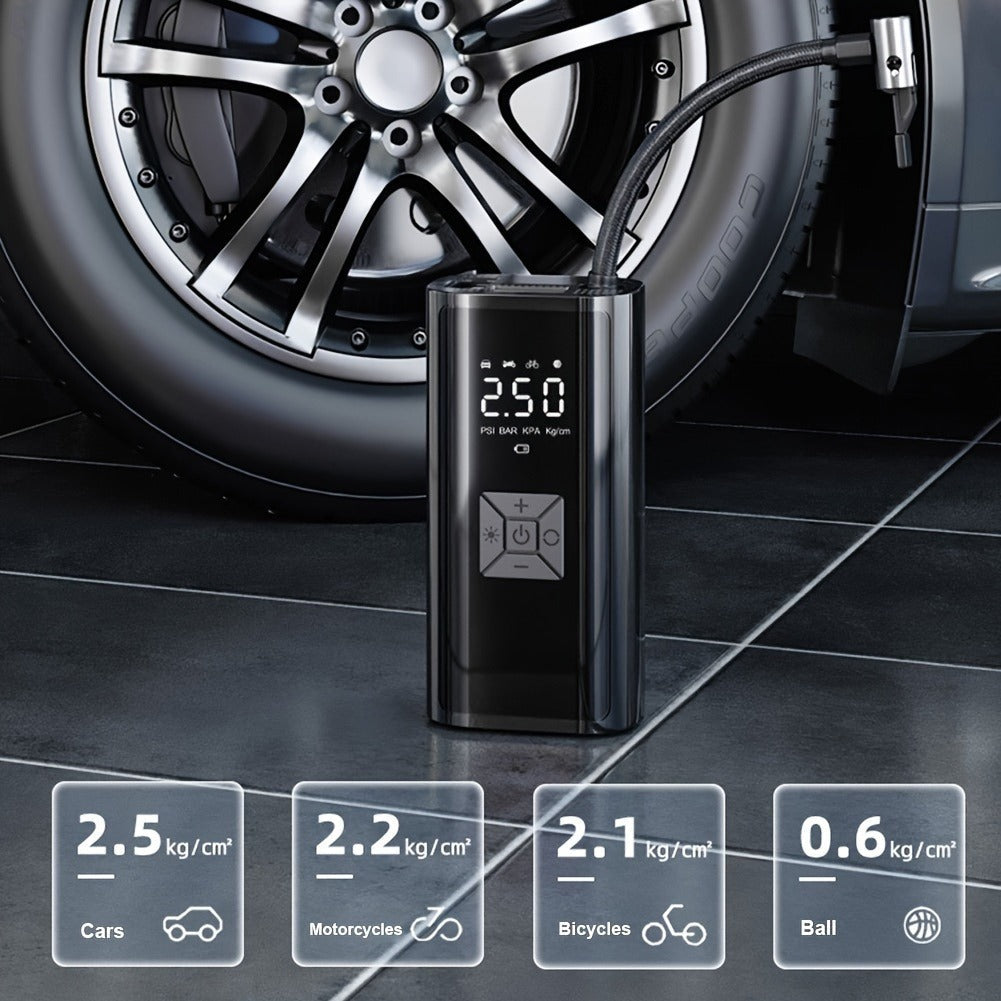 Portable Tire Inflator 150PSI | Digital Gauge LED Light USB Charging