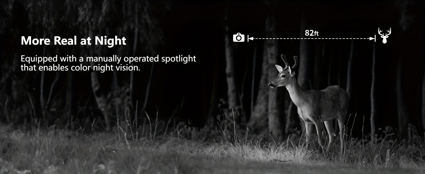 Solar Powered Trail Camera 4K Cellular - 4G LTE No WiFi, 0.2s Trigger, 82ft Night Vision, 120° Wide Angle, Built-in SIM Card for Hunting & Wildlife