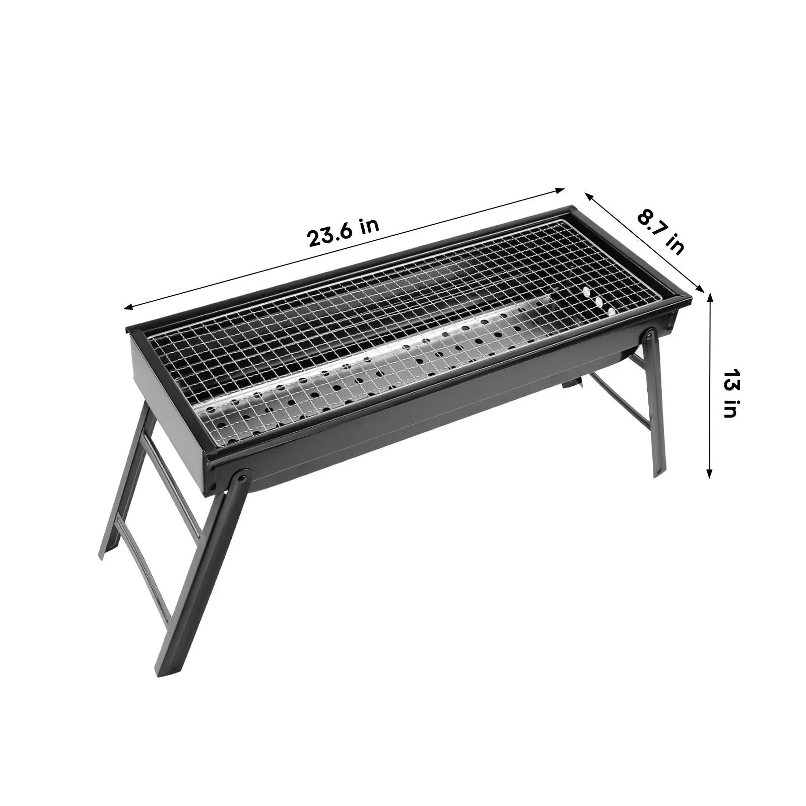 Portable Charcoal BBQ Grill Foldable - Lightweight Compact Outdoor Smoker Grill for Camping, Picnics, Hiking & Backyard Barbecue - Easy Setup Tabletop Charcoal Grill