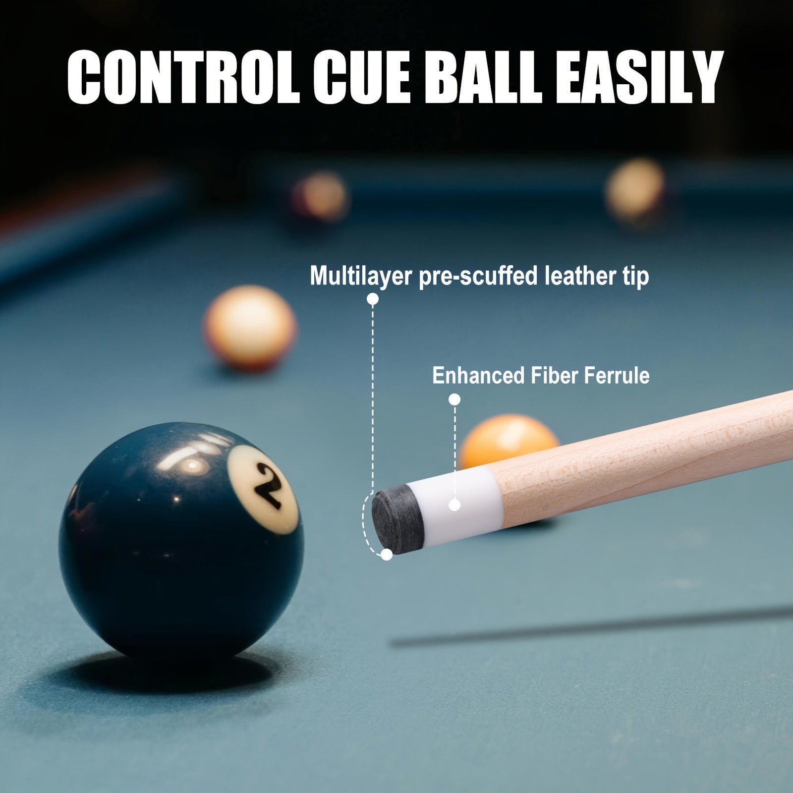 Professional Billiard Cue Stick 58 Inch Canadian Maple Wood – 12.5mm Tip, 19oz / 19.5oz / 20oz, Irish Linen Grip, 5 Color Options – Pool Cue for House, Bar & Club