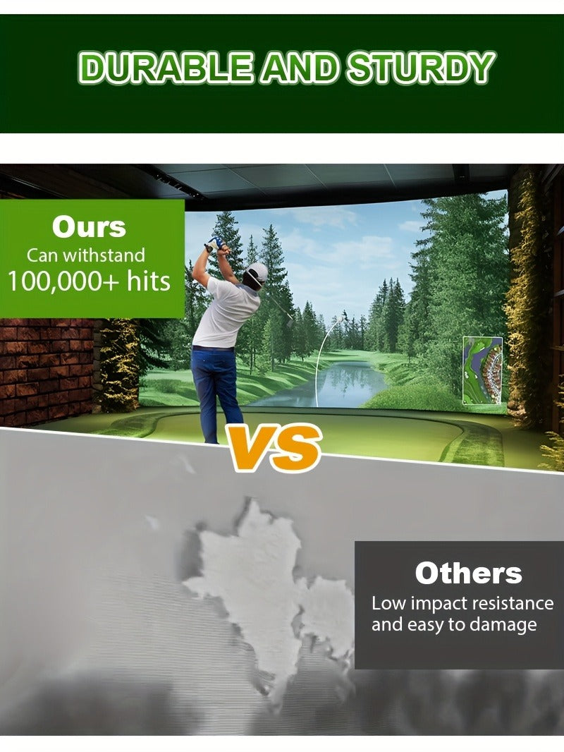 Golf Impact Screen 4K UHD – Ultra-Quiet 3D Golf Simulator Projector Screen, Wear-Resistant, Indoor Golf Training, 3 Sizes
