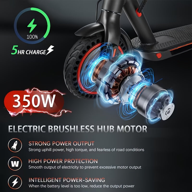 Foldable Electric Scooter for Adults – 350W Motor, 21-Mile Range, App Control, 3-Speed Modes, 8.5'' Tires