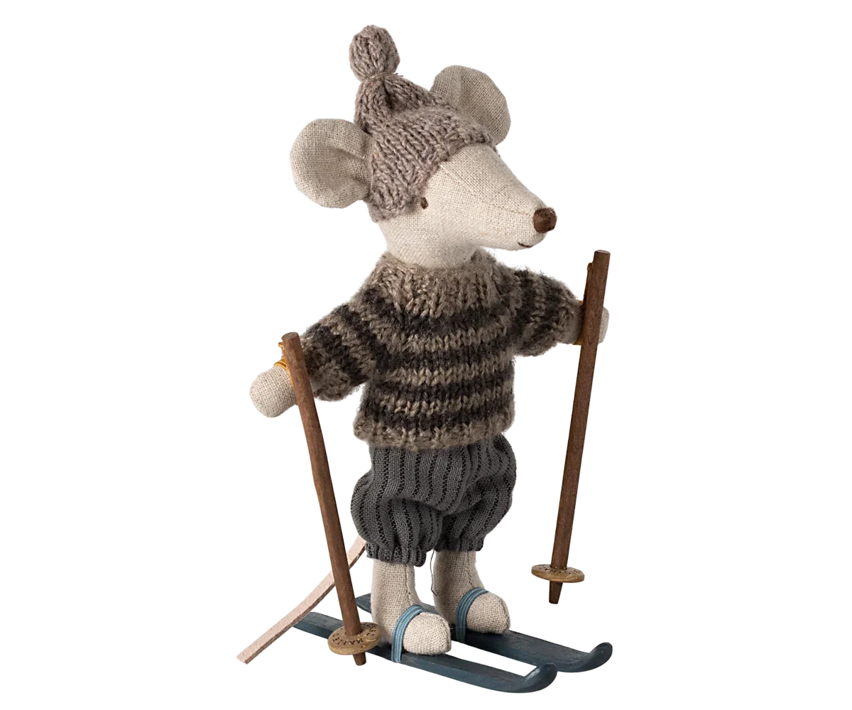 Maileg Winter Ski Mouse Big Brother - Grey
