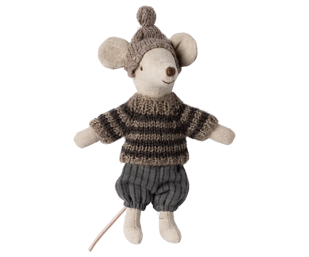 Maileg Winter Ski Mouse Big Brother - Grey