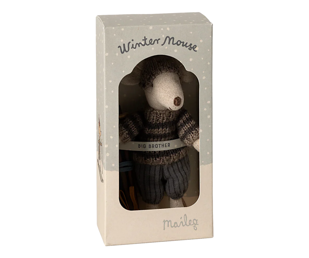 Maileg Winter Ski Mouse Big Brother - Grey