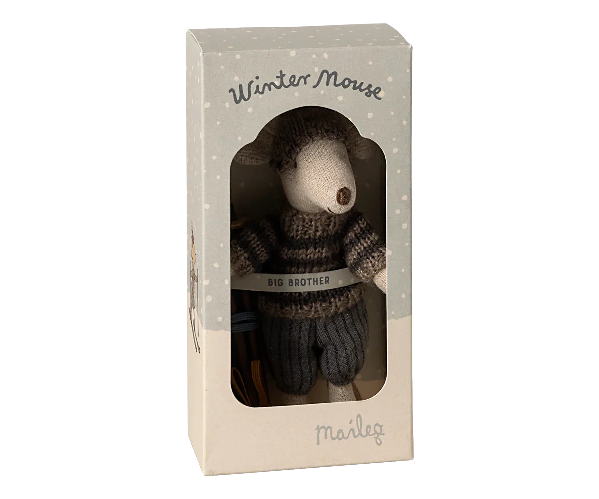 Maileg Winter Ski Mouse Big Brother - Grey